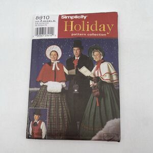 Victorian Caroling Costumes Men Women Teen XS S M L XL Simplicity 8910 Uncut